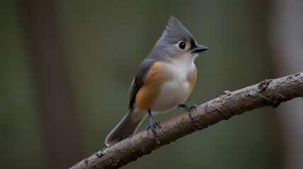 Fototapeta premium Tufted titmouse perched on a tree branch