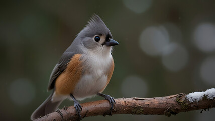 Fototapeta premium Closeup of a tufted titmouse perched on a branch