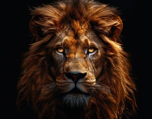 Naklejka premium Majestic Lion Portrait with Golden Eyes