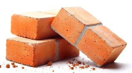 3 orange bricks with white background
