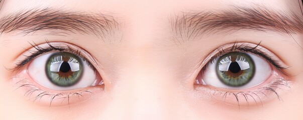  Grey Eyes with curly eyelashes and thick eyebrows