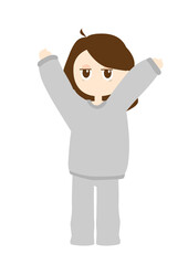 伸びをする女の子