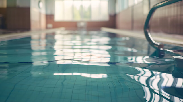 swimming pool for swimming in the gym. clean and cold water in the indoor pool