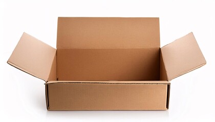 Empty open cardboard box on white background