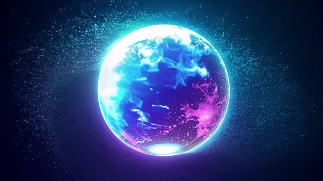 Experience a captivating depiction of the Earth with dynamic colors and flowing clouds set against a deep cosmic backdrop.