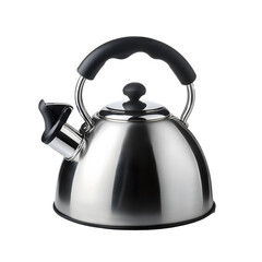 Vintage stainless steel kettle isolated on transparent background