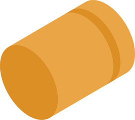 Yellow round hay bale lying down, isometric view
