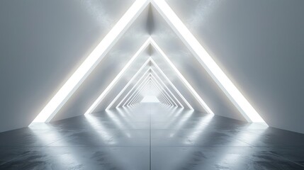 Obraz premium Abstract Tunnel with White Lights and Minimalist Architecture