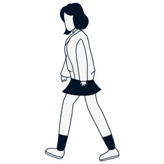 People Walking Illustration with Flat Cartoon. Isolated Vector Character. 