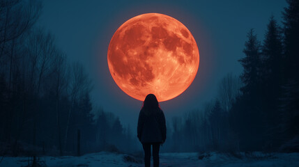 A werewolf transformation under a blood moon, halloween, spooky, night time, eerie, ghosts, haunted