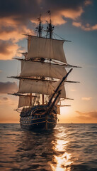 Fototapeta premium Ancient medieval ship
