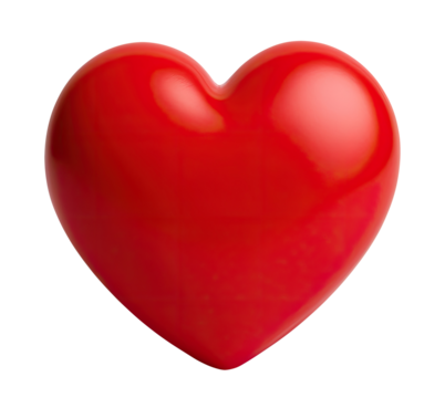 Red heart isolated on transparent background