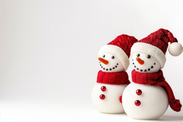 Snowman wear christmas hat copy space
