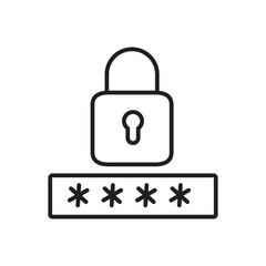 Security password icon,  trendy outline sign flat black illustration for web and app on white background..eps