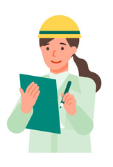 Working Woman. Concept for Problem Solving. Woman cartoon character. People face profiles avatars and icons. Close up image of Woman writing.