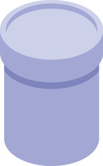 Closed round cardboard box with lid, isometric view