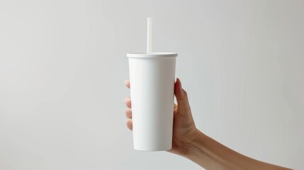White Disposable Cup with Straw