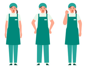 Working Woman. Concept for Problem Solving. Woman cartoon character. People face profiles avatars and icons. Close up image of Problem Solving Woman.