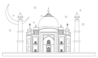 Middle east countries architectural design coloring illustration