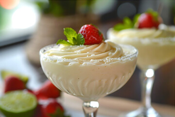 Frozen Margarita Mousse in a glass front view 