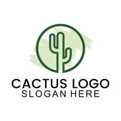 cactus vector logo design, green color, with minimalist and modern style