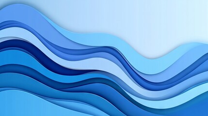 Fototapeta premium blue paper cut background. Abstract origami topography wave design