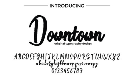 Downtown Font Stylish brush painted an uppercase vector letters, alphabet, typeface