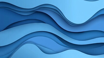 Fototapeta premium blue paper cut background. Abstract origami topography wave design