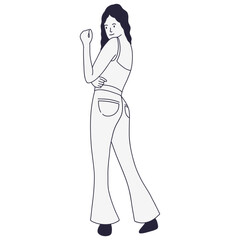Girl Standing Pose Illustration on White Background. Flat Vector Character Sketch.