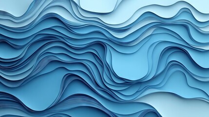 Fototapeta premium blue paper cut background. Abstract origami topography wave design