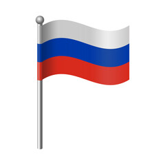 Mini Russian flag flying with a flagpole. Editable and scalable vector illustration eps file, suitable for icons, banners, badges, symbols, and other design needs.