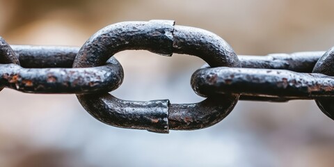Fototapeta premium Close-up of a Rusty Metal Chain Link.