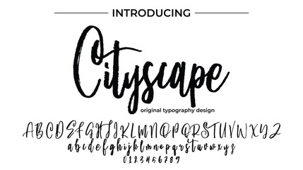 Cityscape Font Stylish brush painted an uppercase vector letters, alphabet, typeface