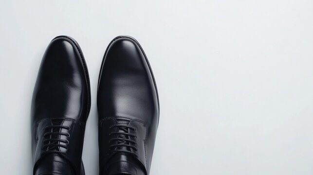Black Leather Shoes on a White Background