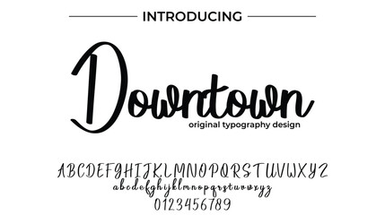 Downtown Font Stylish brush painted an uppercase vector letters, alphabet, typeface