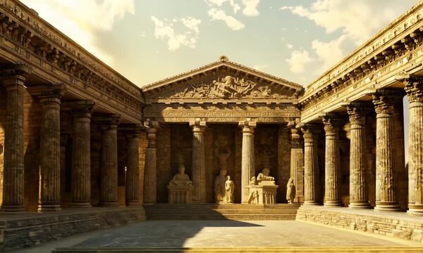 Classic Ancient Greek Temple Ruins 3D Render