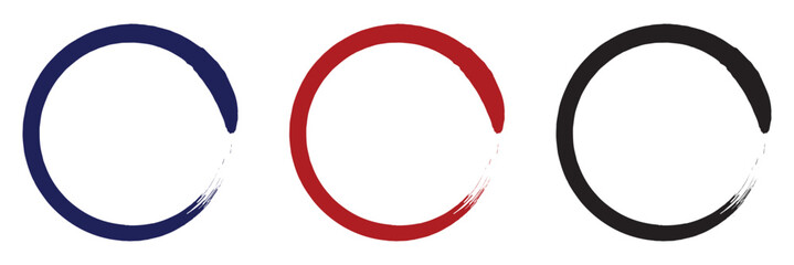 Grunge circles brush set. Black circle frames. Round line of black paint. Grunge round shapes.