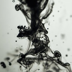 Fototapeta premium Abstract Black Ink Swirls in Water on White Background