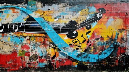 Obraz premium Colorful Guitar Graffiti