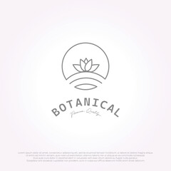 Botanical organic logo with minimalist symbol. plantation illustration design