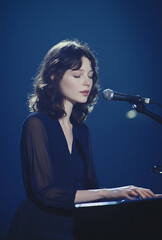 Portrait of a Female Pianist Performing on Stage