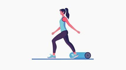 Fototapeta premium Korean woman with a yoga mat ready for exercise wh 84 2143 woman, people, illustration, business, vector, sport, silhouette, person, fitness, cartoon, success, dance, jumping, concept, child, action, 