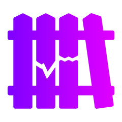 Fototapeta premium Broken fence gradient icon