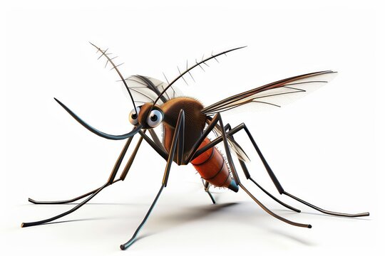 A 4D cartoon mosquito with a long proboscis hoveri 23 1638 spider, insect, animal, nature, bug, arachnid, isolated, web, black, mosquito, macro, vector, white, legs, halloween, widow, butterfly, preda