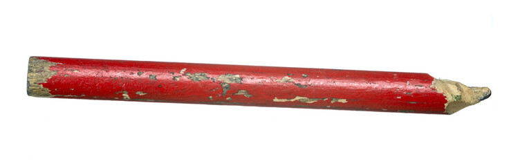 A red pencil on a white background
