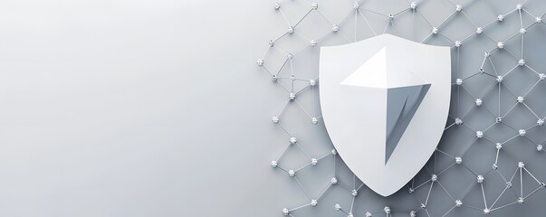 White Shield with Geometric Pattern on Grey Background