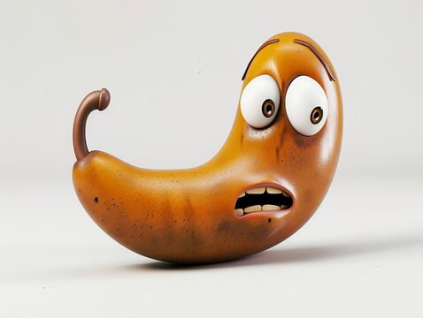 A 4D cartoon tamarind with a funny face looking qu 283 2451 toy, animal, cartoon, bank, money, isolated, object, decoration, piggy, cute, savings, face, cow, coin, funny, owl 