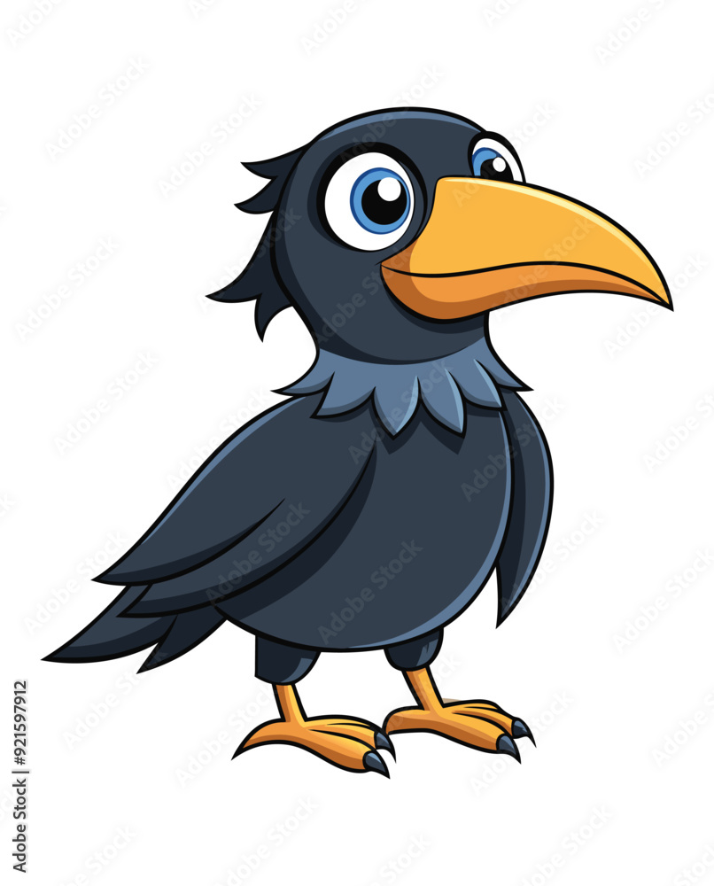 Sticker a crow cartoon character design illustration