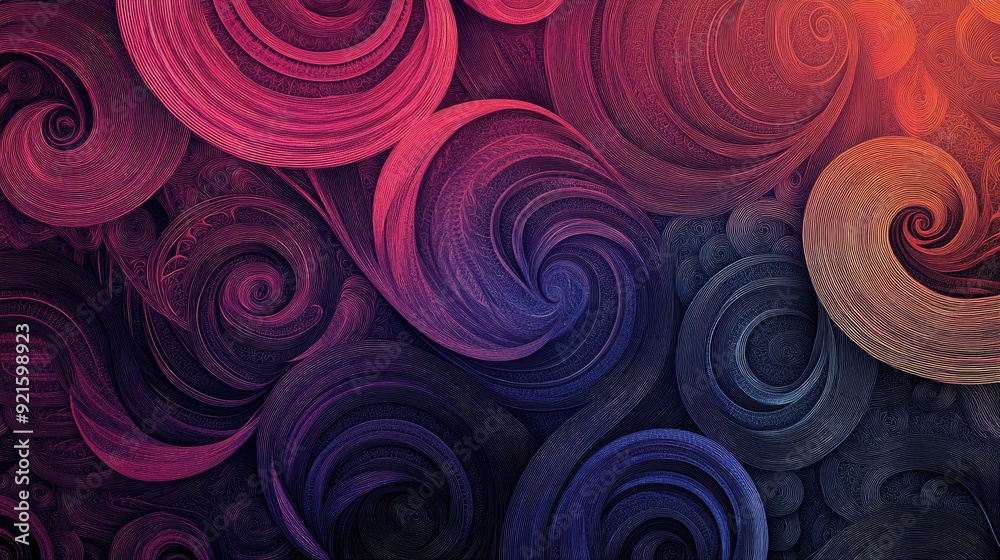 Fototapete dynamic abstract line art of swirling patterns, with a background designed to add custom text easily