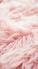 Fototapeta premium A close-up view of a soft pink fluffy fur texture highlights its gentle, inviting appearance